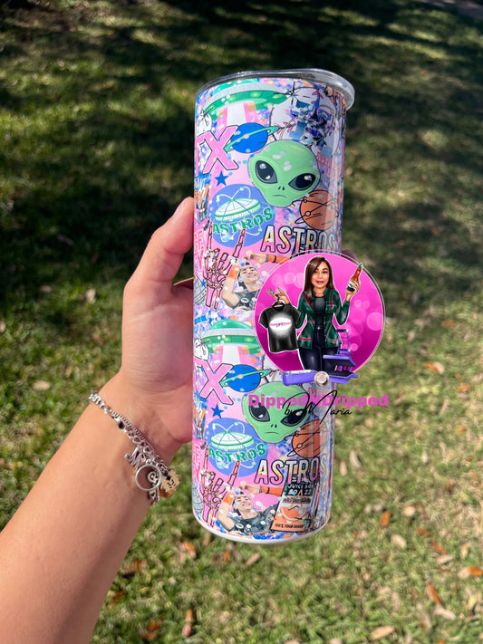 Glitter space city tumbler