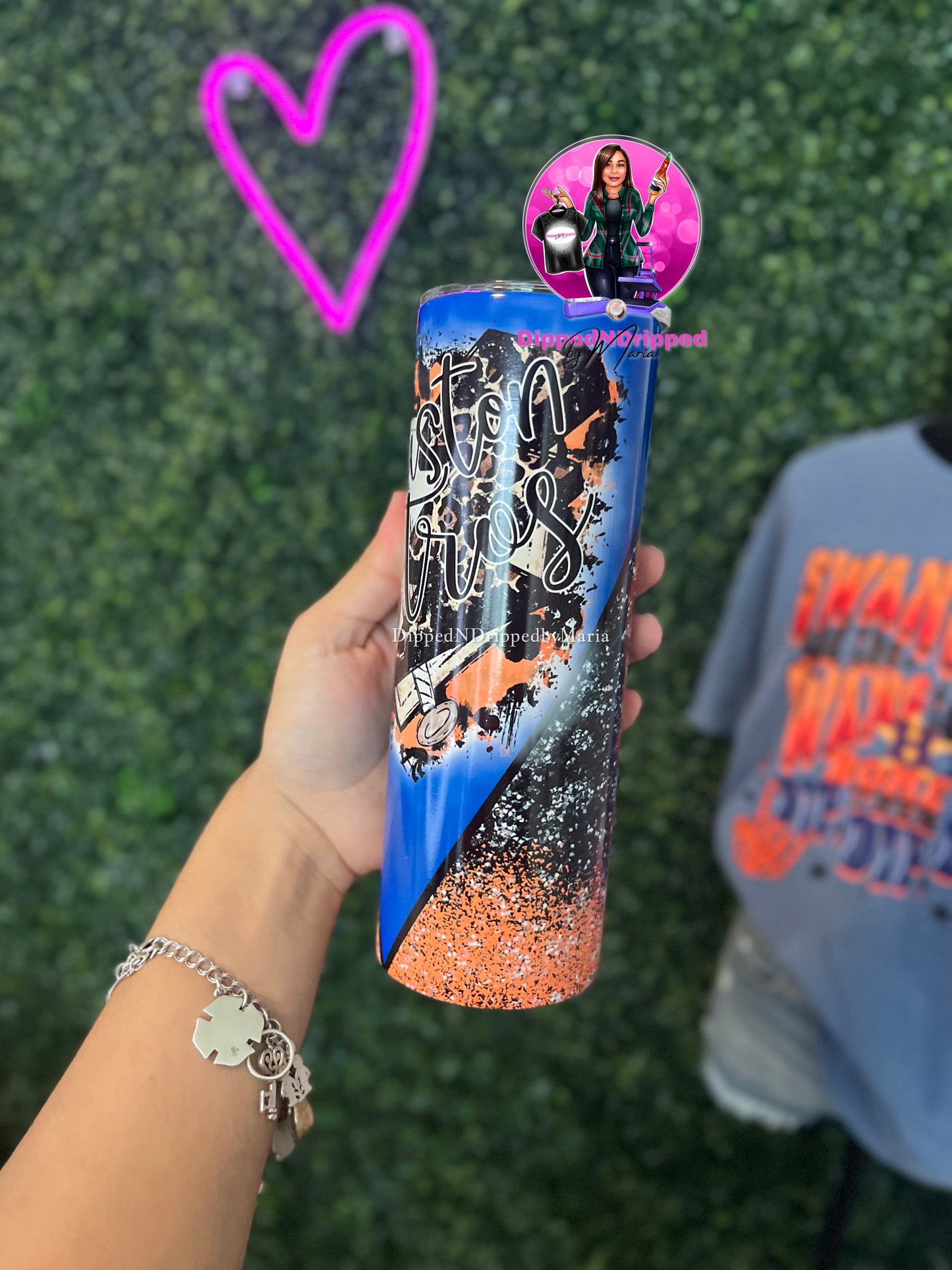 Orange&black glitter sport tumbler